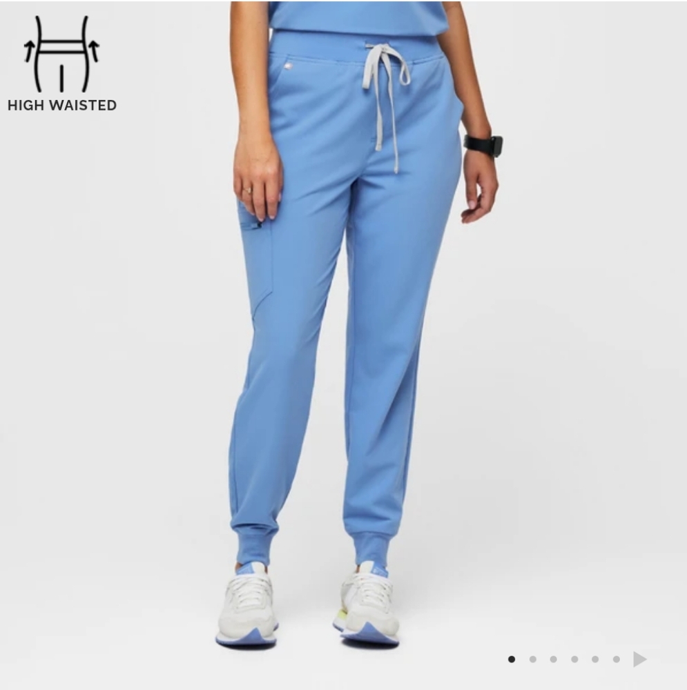 Figs High-Waisted Track Jogger Pants in Light Blue